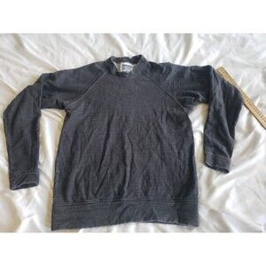 Jungmaven Sweatshirt Mens Small Charcoal Black Mock Neck Pullover Hemp Sweater